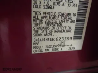 2011 Nissan Pathfinder Silver with VIN 5N1AR1NB1BC623599, listed as a IAAI auction lot 41415680 with 1 mi miles. Bid and sale history available at carsss.com. Image 9.