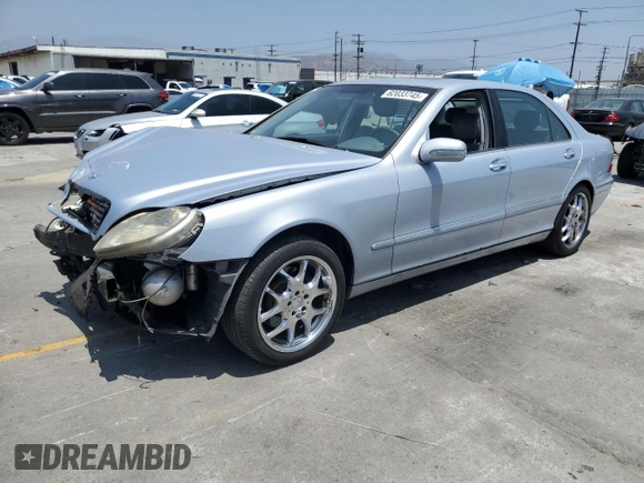 2000 Mercedes-Benz S 320/430/500 with VIN WDBNG75J4YA041795, listed as a Copart auction lot 62033745 with Not provided miles and Salvage title. Bid and sale history available at DreamBid. Image 1.