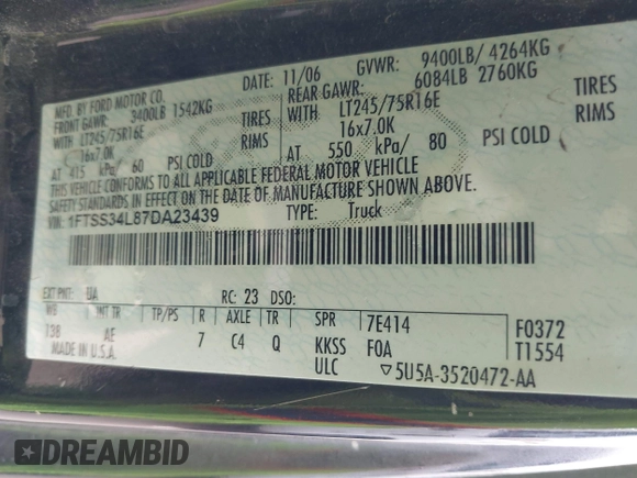 2007 Ford Econoline Cargo Recreational with VIN 1FTSS34L87DA23439, listed as a IAAI auction lot 41528493 with Not Provided miles and . Bid and sale history available at carsss.com. Image 9.