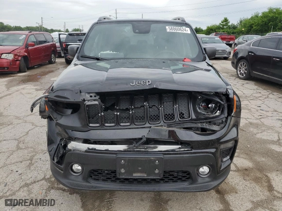 2021 Jeep Renegade Latitude with VIN ZACNJDBB1MPN20858, listed as a Copart auction lot 58860624 with 0 mi miles and Salvage Title. Bid and sale history available at carsss.com. Image 5.