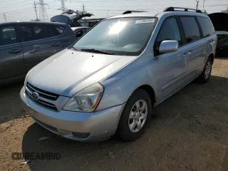2007 Kia Sedona EX with VIN KNDMB233876108371, listed as a Copart auction lot 71360184 with 199,487 mi miles and Salvage Title. Bid and sale history available at carsss.com. Image 1.