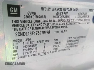 2007 Chevrolet Equinox LS z VIN 2CNDL13F176010970, wystawiony jako IAAI lot #41964596 z przebiegiem 194 227 mil mil oraz . Historia ofert i sprzedaży dostępna na DreamBid. Obrazek 9.