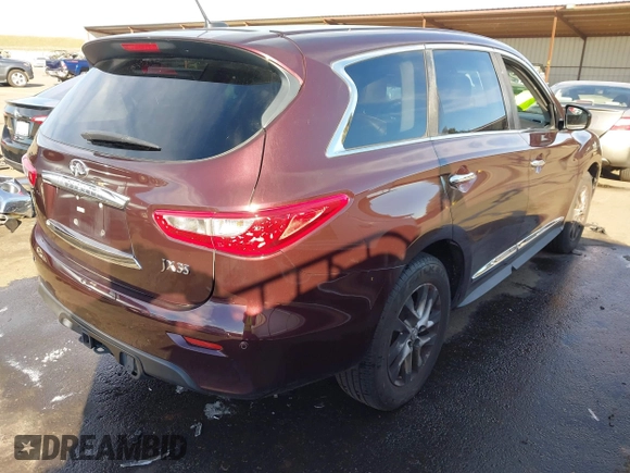 2013 Infiniti JX35 with VIN 5N1AL0MM0DC324641, listed as a IAAI auction lot 41309512 with 133,247 mi miles. Bid and sale history available at carsss.com. Image 4.