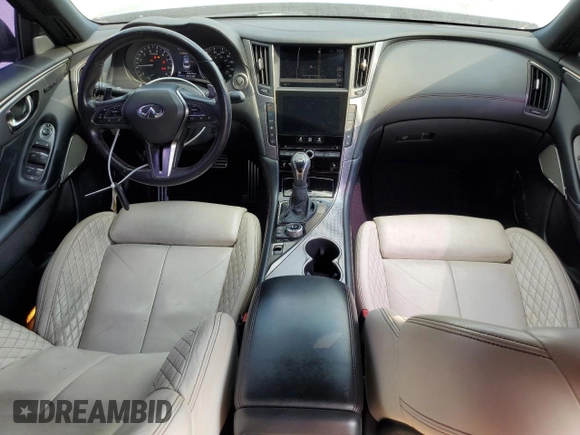 2020 Infiniti Q50 Red Sport 400 with VIN JN1FV7APXLM630530, listed as a Copart auction lot 43717855 with 99,410 mi miles and Non repairable. Bid and sale history available at DreamBid. Image 8.