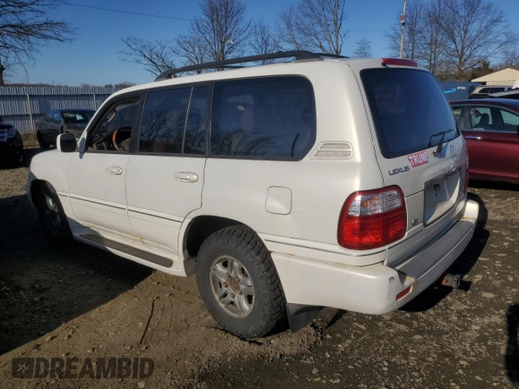 2002 Lexus LX 470 z VIN JTJHT00W123521886, wystawiony jako Copart lot #49223485 z przebiegiem 190 398 mil mil oraz Czysty tytuł • Clean title. Historia ofert i sprzedaży dostępna na DreamBid. Obrazek 2.