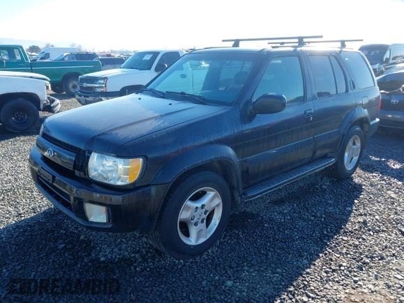 2001 Infiniti QX4 with VIN JNRDR09X21W203722, listed as a IAAI auction lot 41695963 with 123,735 mi miles and . Bid and sale history available at DreamBid. Image 2.