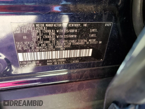 2021 Toyota RAV4 Hybrid XSE with VIN 4T3E6RFV0MU029754, listed as a Copart auction lot 50006155 with 29,234 mi miles and Salvage Title. Bid and sale history available at carsss.com. Image 13.