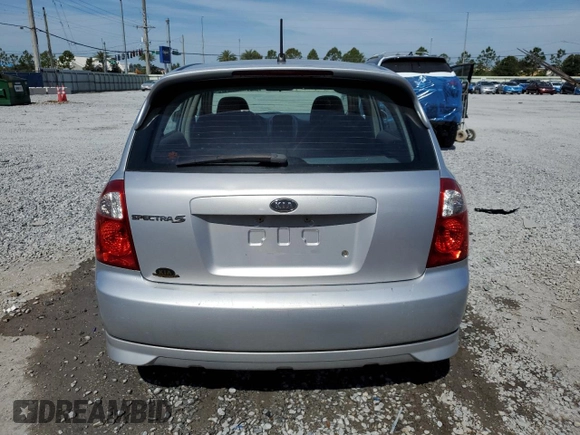 2005 Kia Spectra with VIN KNAFE162155081155, listed as a Copart auction lot 53893255 with 127,937 mi miles and Salvage Title. Bid and sale history available at carsss.com. Image 6.