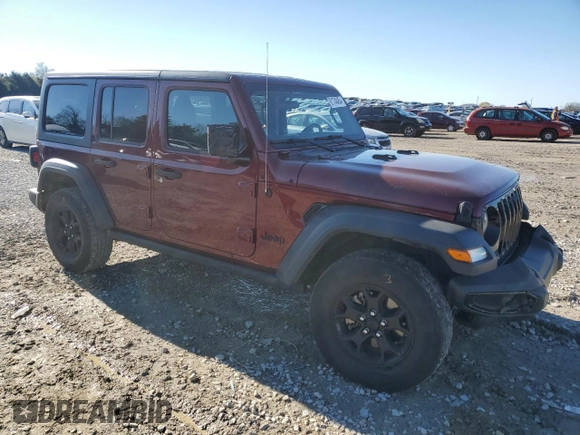2021 Jeep Wrangler Unlimited Willys with VIN 1C4HJXDG9MW594591, listed as a Copart auction lot 81740454 with 48,070 mi miles and Salvage title. Bid and sale history available at DreamBid. Image 4.