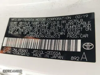 2019 Toyota Mirai with VIN JTDBVRBDXKA006013, listed as a IAAI auction lot 41335902 with NaN miles. Bid and sale history available at carsss.com. Image 9.