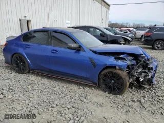 2022 BMW M3 Competition xDrive with VIN WBS43AY01NFL80708, listed as a Copart auction lot 46034615 with 0 mi miles and Salvage Title. Bid and sale history available at carsss.com. Image 4.