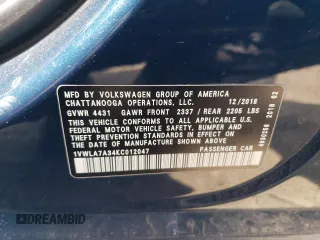 2019 Volkswagen Passat Wolfsburg Edition z VIN 1VWLA7A34KC012047, wystawiony jako Copart lot #53572365 z przebiegiem 84 103 mil mil oraz Szkoda całkowita • Salvage title. Historia ofert i sprzedaży dostępna na DreamBid. Obrazek 12.
