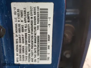 2012 Honda Civic Sdn LX with VIN 19XFB2F59CE069090, listed as a Copart auction lot 49880845 with 117,295 mi miles and Salvage Title. Bid and sale history available at carsss.com. Image 12.