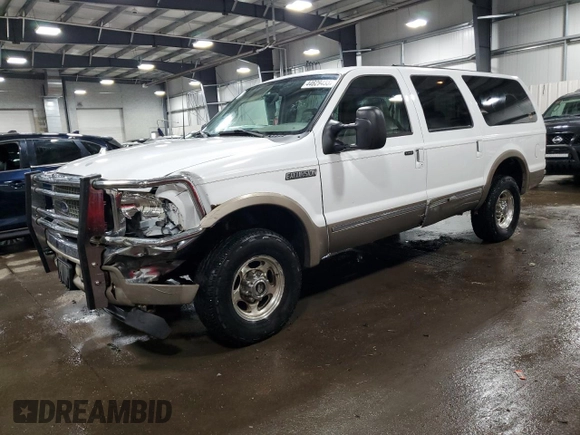 2002 Ford Excursion Limited z VIN 1FMNU43S22EB80551, wystawiony jako Copart lot #44629455 z przebiegiem 182 013 mil mil oraz Szkoda całkowita • Salvage title. Historia ofert i sprzedaży dostępna na DreamBid. Obrazek 1.