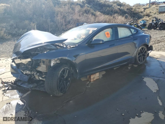 2023 Tesla Model S with VIN 5YJSA1E59PF522444, listed as a Copart auction lot 49835095 with 0 mi miles and Salvage Title. Bid and sale history available at carsss.com. Image 1.