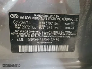2013 Hyundai Elantra Limited PZEV with VIN 5NPDH4AE7DH432489, listed as a Copart auction lot 46464445 with 76,133 mi miles and Salvage Title. Bid and sale history available at carsss.com. Image 13.