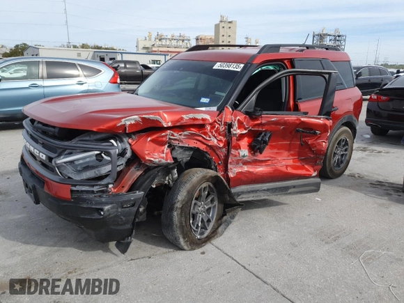 2023 Ford Bronco Sport Big Bend with VIN 3FMCR9B63PRD49863, listed as a Copart auction lot 50398135 with 30,737 mi miles and Clean title. Bid and sale history available at DreamBid. Image 1.