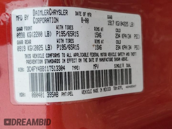 2001 Chrysler PT Cruiser with VIN 3C4FY4BB11T513304, listed as a Copart auction lot 74301164 with 99,410 mi miles and Salvage Title. Bid and sale history available at carsss.com. Image 15.