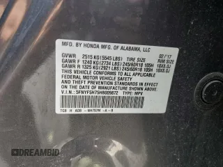 2017 Honda Pilot EX-L z VIN 5FNYF5H75HB009872, wystawiony jako Copart lot #49287485 z przebiegiem 156 750 mil mil oraz Szkoda całkowita • Salvage title. Historia ofert i sprzedaży dostępna na DreamBid. Obrazek 14.