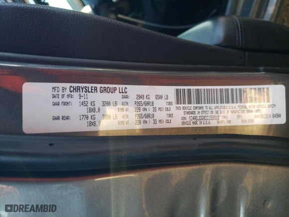 2012 Dodge Durango Crew with VIN 1C4RDJDG9CC153312, listed as a Copart auction lot 80224004 with 206,893 mi miles and Salvage Title. Bid and sale history available at carsss.com. Image 13.