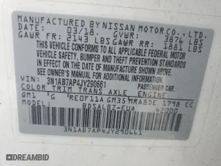 2018 Nissan Sentra S with VIN 3N1AB7AP4JY290661, listed as a Copart auction lot 88858975 with 169,880 mi miles and Clean Title. Bid and sale history available at carsss.com. Image 13.