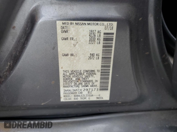 2018 Nissan Altima 2.5 S with VIN 1N4AL3AP2JC297173, listed as a Copart auction lot 51063075 with 113,275 mi miles and Salvage Title. Bid and sale history available at carsss.com. Image 14.