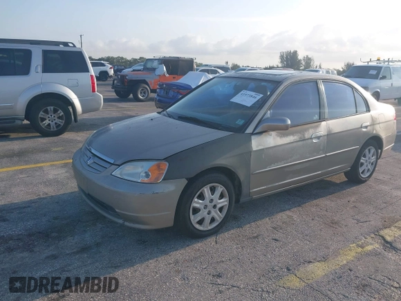 2003 Honda Civic EX with VIN 2HGES26703H605041, listed as a IAAI auction lot 41973846 with 210,042 mi miles. Bid and sale history available at carsss.com. Image 2.
