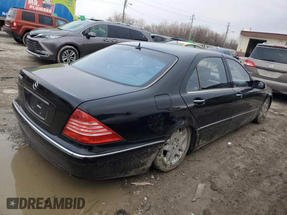 2003 Mercedes-Benz S-Class 5.0L with VIN WDBNG75JX3A326428, listed as a Copart auction lot 48180135 with 0 mi miles and Salvage Title. Bid and sale history available at carsss.com. Image 3.