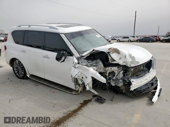 2021 Infiniti QX80 SENSORY with VIN JN8AZ2BE0M9267630, listed as a Copart auction lot 47590705 with 114,051 mi miles and Salvage Title. Bid and sale history available at carsss.com. Image 4.