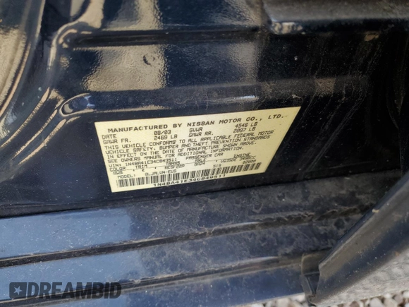 2004 Nissan Maxima SL with VIN 1N4BA41E34C849511, listed as a Copart auction lot 48497115 with 130,144 mi miles and Salvage title. Bid and sale history available at DreamBid. Image 12.