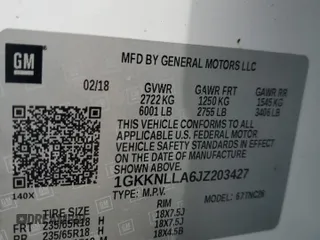 2018 GMC Acadia SLE with VIN 1GKKNLLA6JZ203427, listed as a Copart auction lot 50992845 with Not Provided miles and Salvage Title. Bid and sale history available at DreamBid. Image 13.
