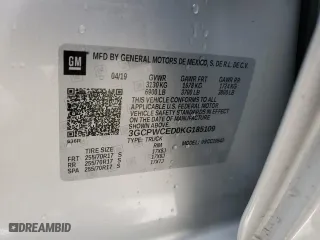 2019 Chevrolet Silverado 1500 LT with VIN 3GCPWCED0KG185109, listed as a Copart auction lot 42830245 with 63,540 mi miles and Salvage Title. Bid and sale history available at carsss.com. Image 14.