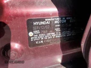 2002 Hyundai XG350 L with VIN KMHFU45EX2A231152, listed as a Copart auction lot 45800505 with 48,074 mi miles and Salvage Title. Bid and sale history available at carsss.com. Image 14.