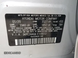 2020 Hyundai Accent SE with VIN 3KPC24A6XLE119512, listed as a Copart auction lot 72268422 with 44,853 mi miles. Bid and sale history available at carsss.com. Image 12.