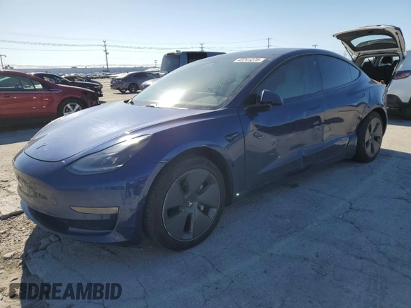 2021 Tesla Model 3 Long Range with VIN 5YJ3E1EBXMF925147, listed as a Copart auction lot 49741275 with 106,947 mi miles and Salvage Title. Bid and sale history available at DreamBid. Image 1.