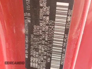 2013 Subaru BRZ Limited with VIN JF1ZCAC11D1605479, listed as a Copart auction lot 54103195 with 60,879 mi miles and Salvage title. Bid and sale history available at DreamBid. Image 12.