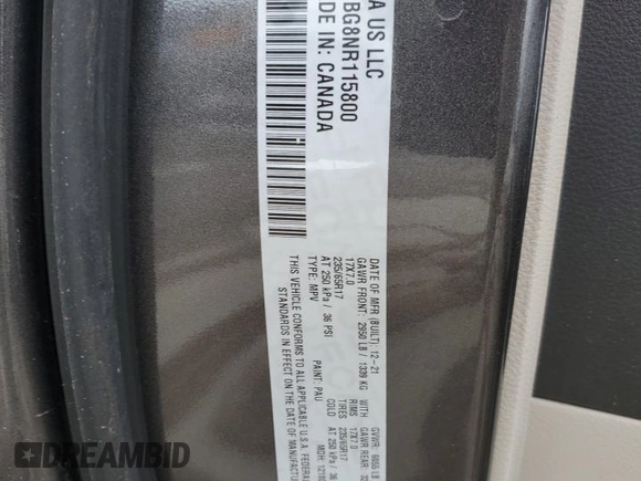 2022 Chrysler Pacifica Touring L z VIN 2C4RC1BG8NR115800, wystawiony jako Copart lot #50026585 z przebiegiem 94 111 mil mil oraz Szkoda całkowita • Salvage title. Historia ofert i sprzedaży dostępna na DreamBid. Obrazek 13.