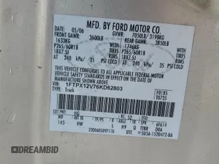 2006 Ford F-150 XL z VIN 1FTPX12V76KD62803, wystawiony jako Copart lot #61134105 z przebiegiem 214 290 mil mil oraz Szkoda całkowita • Salvage title. Historia ofert i sprzedaży dostępna na DreamBid. Obrazek 12.