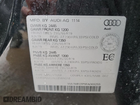 2015 Audi Q5 with VIN WA1MFCFP9FA069255, listed as a Copart auction lot 47474515 with 211,874 mi miles and Clean title. Bid and sale history available at DreamBid. Image 13.