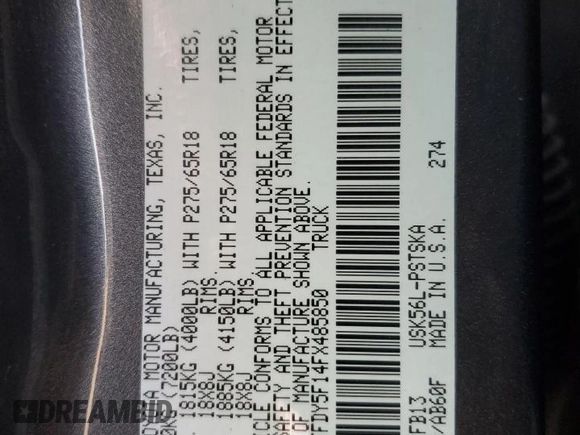 2015 Toyota Tundra 4WD Truck SR5 with VIN 5TFDY5F14FX485850, listed as a Copart auction lot 48630125 with 116,916 mi miles and Salvage Title. Bid and sale history available at carsss.com. Image 14.