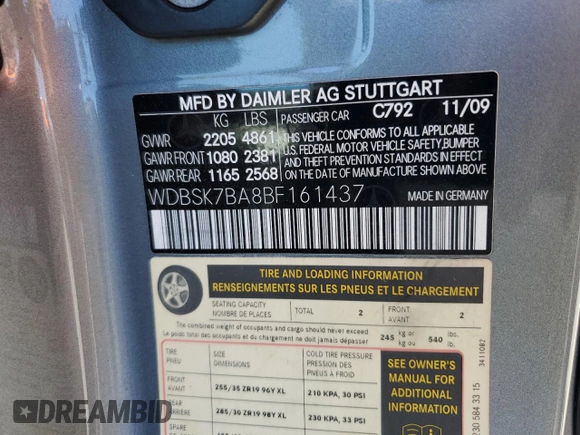 2011 Mercedes-Benz SL 550 z VIN WDBSK7BA8BF161437, wystawiony jako Copart lot #58439805 z przebiegiem 110 606 mil mil oraz Szkoda całkowita • Salvage title. Historia ofert i sprzedaży dostępna na DreamBid. Obrazek 12.