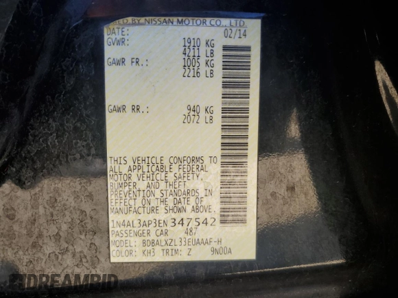 2014 Nissan Altima S with VIN 1N4AL3AP3EN347542, listed as a Copart auction lot 51985475 with 146,467 mi miles and Clean Title. Bid and sale history available at DreamBid. Image 12.