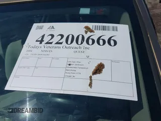 2004 Nissan Quest SE z VIN 5N1BV28U84N306185, wystawiony jako IAAI lot #42200666 z przebiegiem 105 000 mil mil oraz . Historia ofert i sprzedaży dostępna na DreamBid. Obrazek 12.