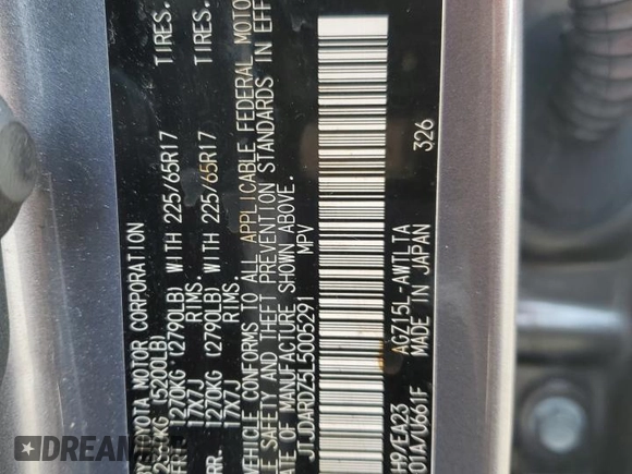 2020 Lexus NX 300 with VIN JTJDARDZ5L5005291, listed as a Copart auction lot 59324265 with 30,451 mi miles and Salvage title. Bid and sale history available at DreamBid. Image 13.