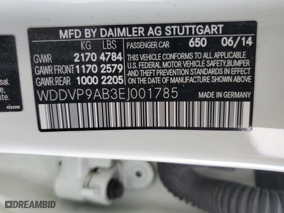 2014 Mercedes-Benz B-Class with VIN WDDVP9AB3EJ001785, listed as a Copart auction lot 87238994 with NaN miles and Salvage Title. Bid and sale history available at carsss.com. Image 13.