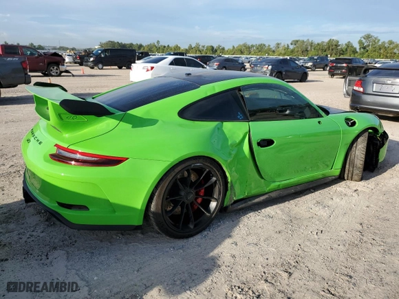 2018 Porsche 911 GT3 with VIN WP0AC2A95JS175760, listed as a Copart auction lot 69265964 with 18,989 mi miles and Salvage Title. Bid and sale history available at carsss.com. Image 3.