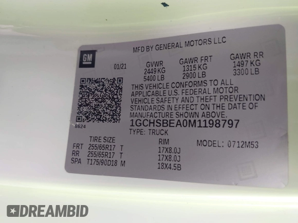 2021 Chevrolet Colorado 2WD Work Truck z VIN 1GCHSBEA0M1198797, wystawiony jako IAAI lot #42092525 z przebiegiem 67 580 mil mil oraz . Historia ofert i sprzedaży dostępna na DreamBid. Obrazek 9.