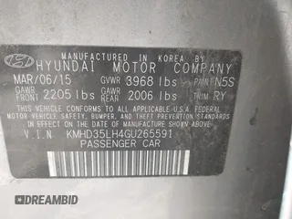2016 Hyundai Elantra with VIN KMHD35LH4GU265591, listed as a IAAI auction lot 42040731 with 137,679 mi miles and . Bid and sale history available at DreamBid. Image 9.