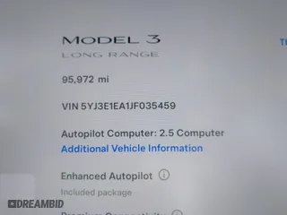 2018 Tesla Model 3 Long Range Battery with VIN 5YJ3E1EA1JF035459, listed as a IAAI auction lot 41746206 with 95,972 mi miles. Bid and sale history available at carsss.com. Image 7.