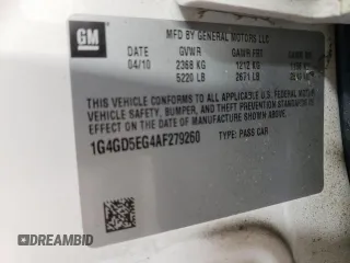 2010 Buick LaCrosse CXL с VIN 1G4GD5EG4AF279260, выставлен на аукционе Copart как лот 44590955 с пробегом 71 481 миль миль и Списание • Salvage title. История ставок и продаж доступна на DreamBid. Изображение 12.